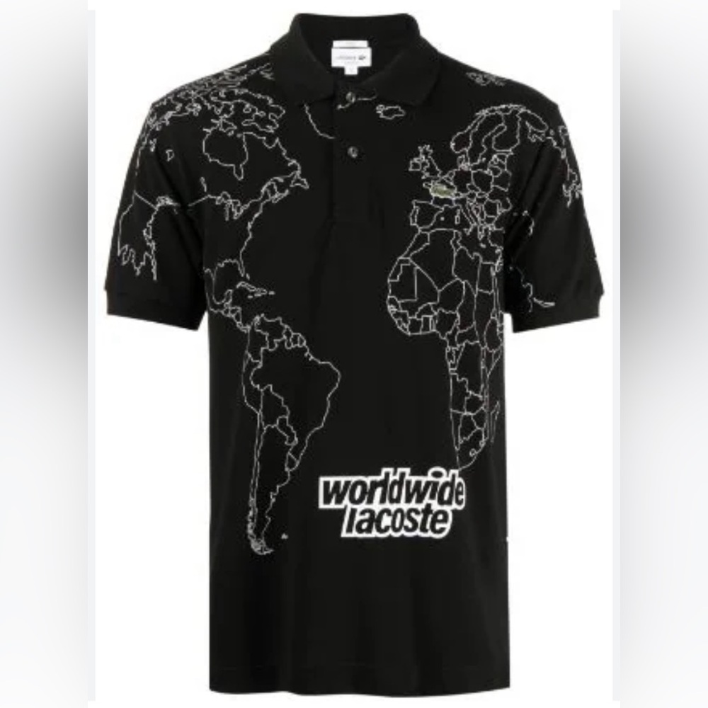 LACOSTE Original L.12.12 PLANISPHERE Polo, Black, Size XL, NWOT